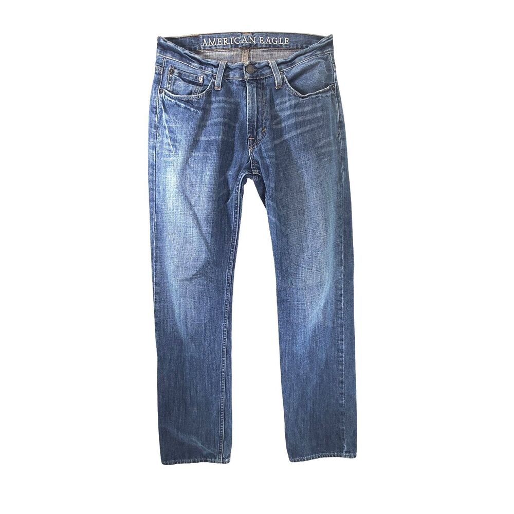 (32x34) American Eagle Original Straight Blue Jeans Men's Denim AE Outfitters